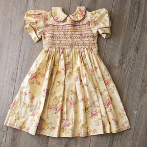 Handmade Boho Prairie Floral Butter Yellow Dress